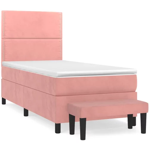 vidaXL Box spring postelja z vzmetnico roza 80x200 cm žamet, (20893742)