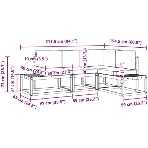  Set vanjskih sofa s jastukom 4 Komad Prirodna i svijetlo siva Slike