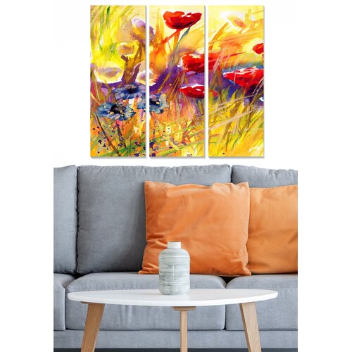 Wallity MDF1026010 Multicolor Decorative MDF Painting (3 Pieces) Cene