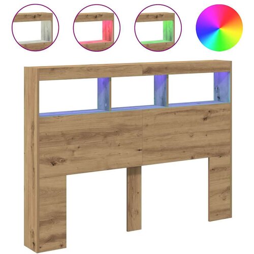  Ormarić za uzglavlje LED boja artisan hrast 140x17x102 cm Slike