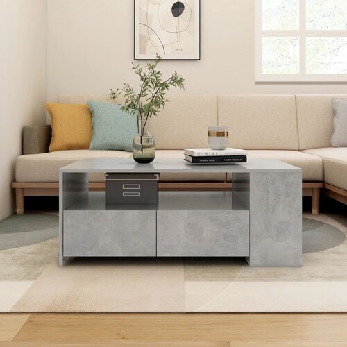 The Living Store Klubska mizica betonsko siva 102x55x42 cm inženirski les - Klubska Mizica, (21575146) Slike