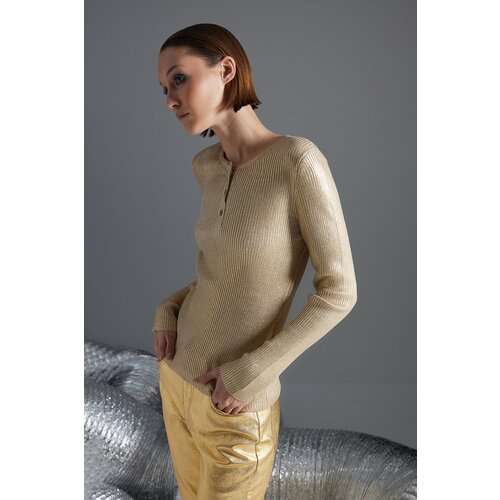 Trendyol Beige Leaf Knitwear Sweater Slike