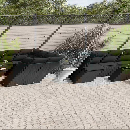 VidaXL 11-dijelni set vrtnih sofa od poliratana s jastucima crni Slike