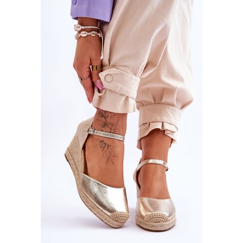 Kesi Leather Espadrilles wedge sandals gold Cammer Slike