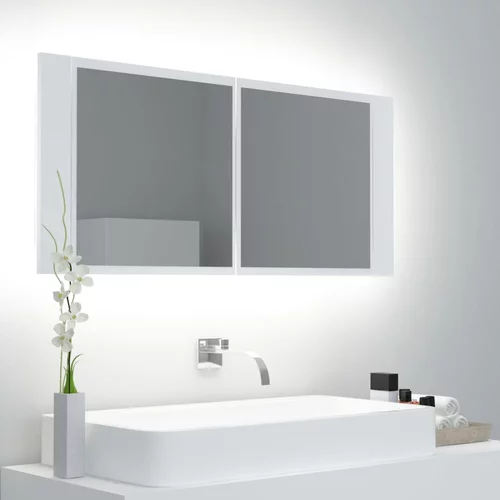 vidaXL LED kopalniška omarica z ogledalom bela 100x12x45 cm