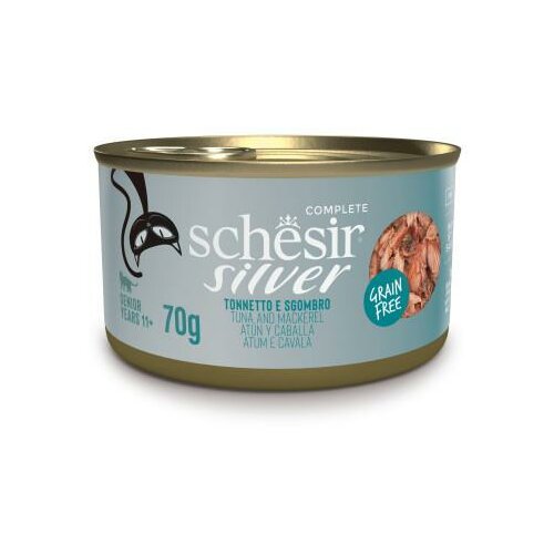 Schesir silver Senior konzerva za mačke - Tuna i skuša 70g Slike