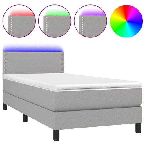 Maison Chic Box spring postelja - Vzmetna postelja z vzmetnico LED svetlo siva 80x200 cm blago SL8741, (21900711) Slike