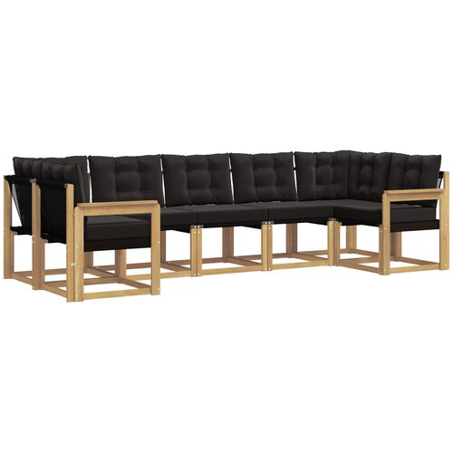 vidaXL Zunanja garnitura za sedenje z blazino 7 pcs Bela in črna, (5000281913) Cene