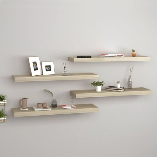 vidaXL Stenske police 4 kosi barva hrasta 80x23,5x3,8 cm MDF Cene