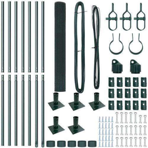  Set stupova za ograde Set od 2 Zeleni Metal s plastičnom oblogom Slike
