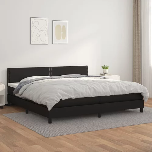  Krevet s oprugama i madracem crni 200x200 cm od umjetne kože
