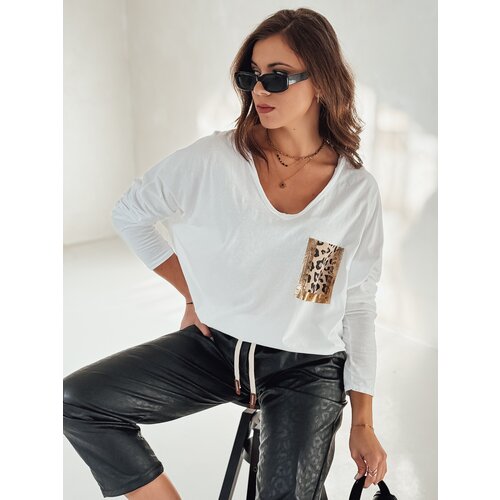 DStreet Bluzka damska oversize GLAMZONE z nadrukiem biała Slike