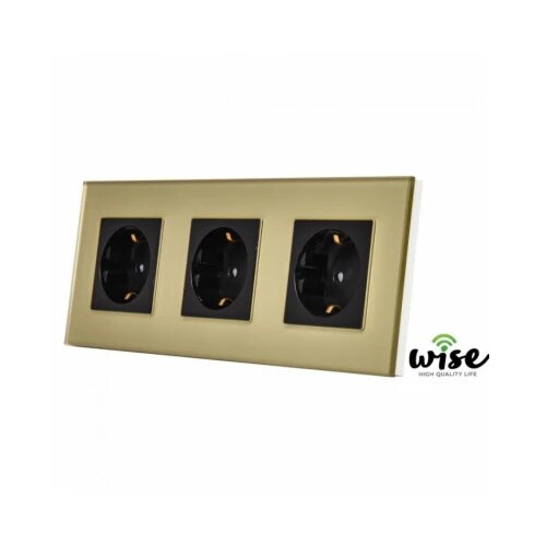 Wise Modularni panel sa 3 utičnice - stakleni panel krem-crni Cene
