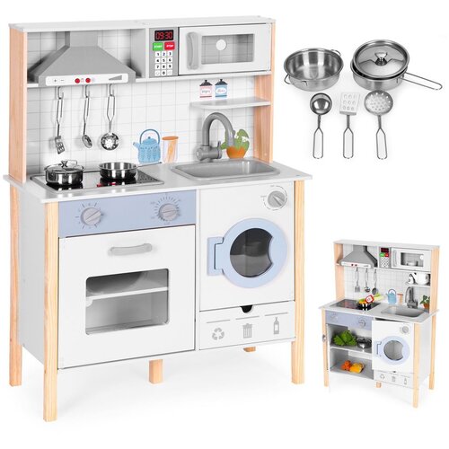 ECO TOYS dječja kuhinja za igru sa zvukovima, LED rasvjetom, pećnicom, perilicom rublja i dodacima Slike