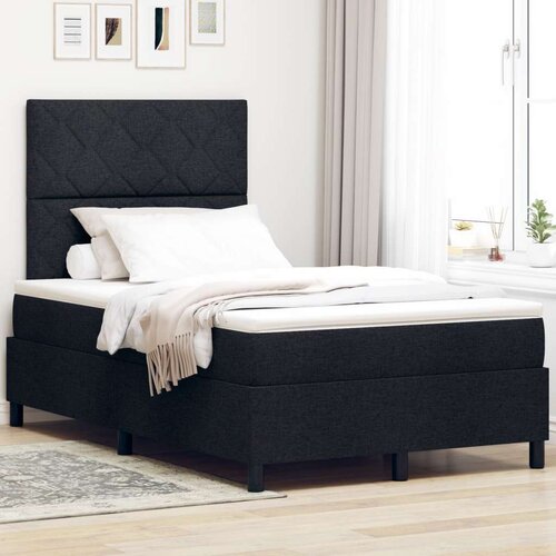 VidaXL Box Spring Krevet s Madracem Crni Mali Dvojni Tkanina Slike