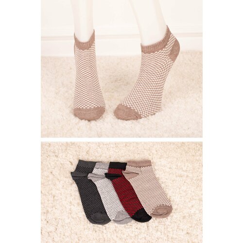 armonika Women's Small Square Patterned Short Booties Socks 4-Pack Cene