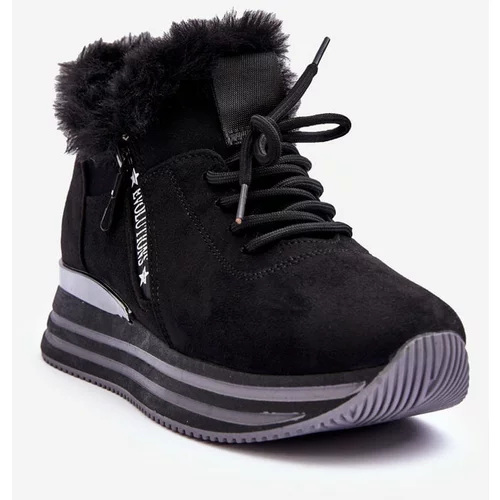 Kesi Platform sports shoes with crispy fur black jamie