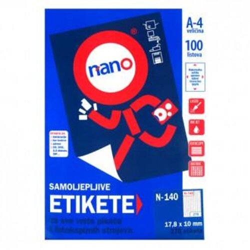 NANO Etikete za laserske i ink-jet pisače, odljepljive , N-140, 17,8x10 mm, 100/1 Slike