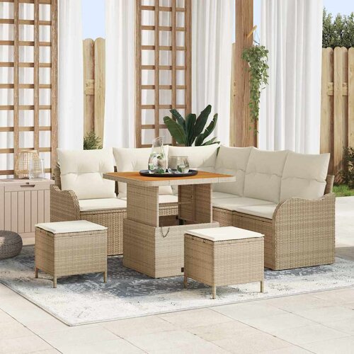 vidaXL Vrtna sedežna garnitura 8 pcs Bež, Kremasta 80 x 80 x 71 cm Cene