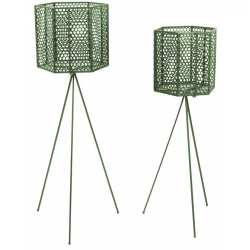 PT LIVING Komplet 2 temno zelenih kovinskih stojal za lonce Hexagon
