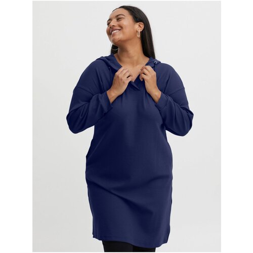Fransa Dark blue Hoodie Dress - Women Slike