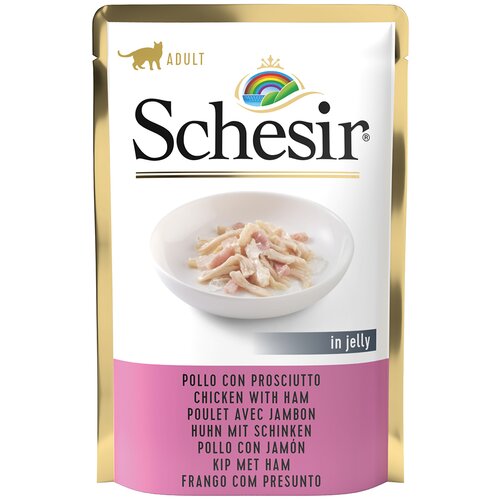Schesir Varčno pakiranje v želeju vrečke za mačke 24 x 85 g - Pi&amp;scaron;čančji file s &amp;scaron;unko Slike