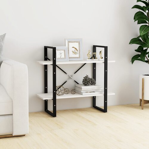 The Living Store Knjižna omara 2-nadstropna bela 80x30x70 cm trdna borovina - Knjižna Omara, (21437022) Cene