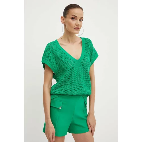 Morgan Pamučni pulover MBANGO boja: zelena, lagani, MBANGO