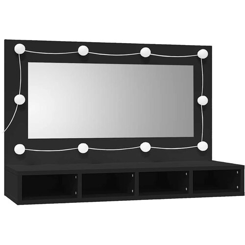  s ogledalom i LED svjetlima crni 90 x 31,5 x 62 cm Slike