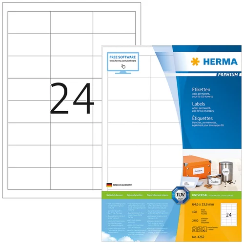 Herma Samolepilne etikete Superprint 4262, (64,6 x 33,8 mm), 100/1 (3658)