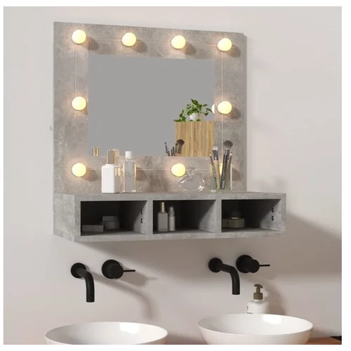  Omarica z ogledalom in LED lučkami betonsko siva 60x31,5x62 cm