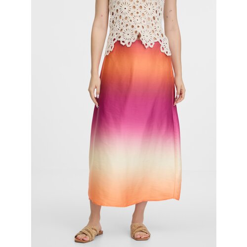 Orsay Women&amp;#039;s Pink and Orange Satin Maxi Skirt Slike