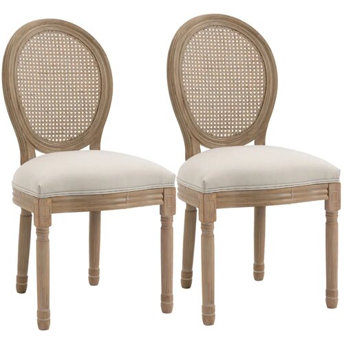  Kuhinjske stolice set od 2 puno drvo 49x56x96 cm krem-prirodno Slike