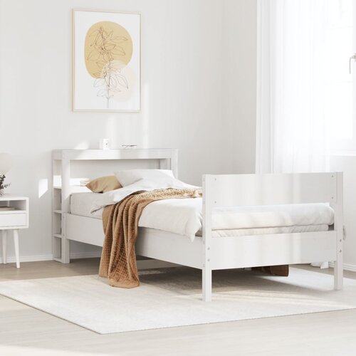 VidaXL Okvir kreveta bez madraca bijeli 75 x 190 cm masivna borovina Slike