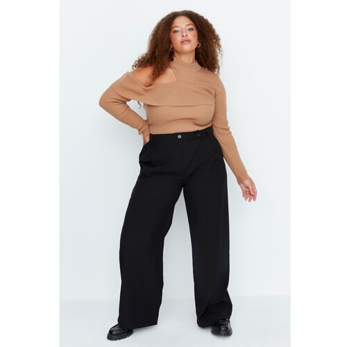 Trendyol Curve Black Double Buttoned Asymmetrical Plaid Woven Trousers Slike