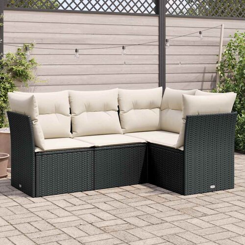  4-dijelni set vrtnih sofa od poliratana s jastucima crni Cijene