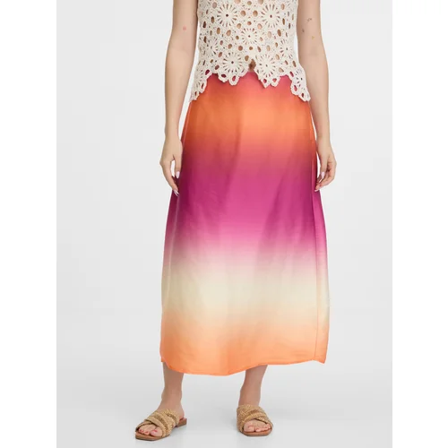 Orsay Women's Pink and Orange Satin Maxi Skirt