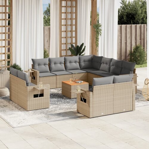  12-dijelni set vrtnih sofa od poliratana s jastucima bež Slike