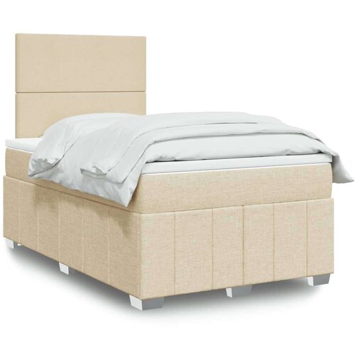 vidaXL Box spring postelja z vzmetnico krem 120x190 cm blago, (21307191) Cene