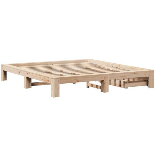 vidaXL Posteljni okvir brez vzmetnice 200x200 cm trdna borovina Cene