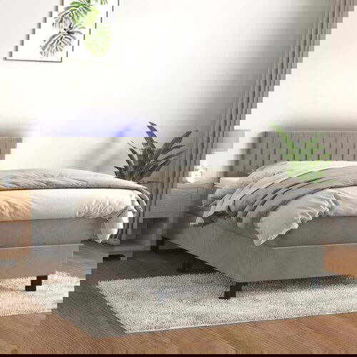 The Living Store Box spring postelja z vzmetnico LED svetlo siva 90x190cm žamet - Box Spring Postelja, (21493240) Cene