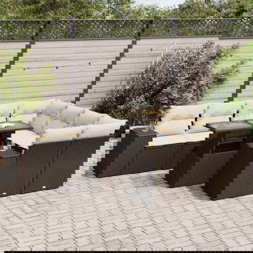 vidaXL 9-dijelni set vrtnih sofa s jastucima poliratan smeđi Cijene