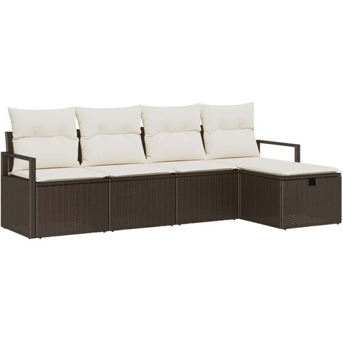  Set od 5 dijelova vrtnog kauča s jastučićima smeđi poli ratan  2-sjedni vrtni kauč s jastučićima smeđi poli ratan Cijene