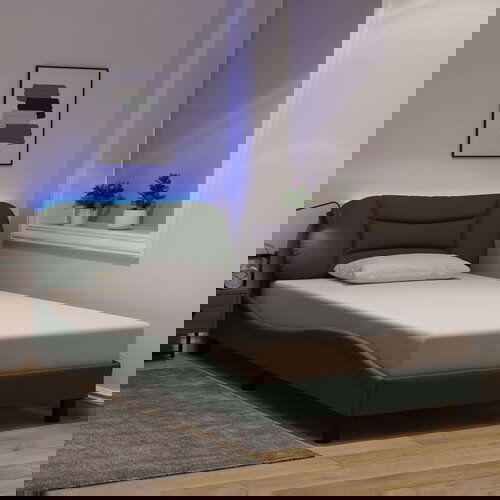 Furnova Posteljni okvir z LED brez vzmetnice temno siv 100x200 cm blago, (21940531) Slike