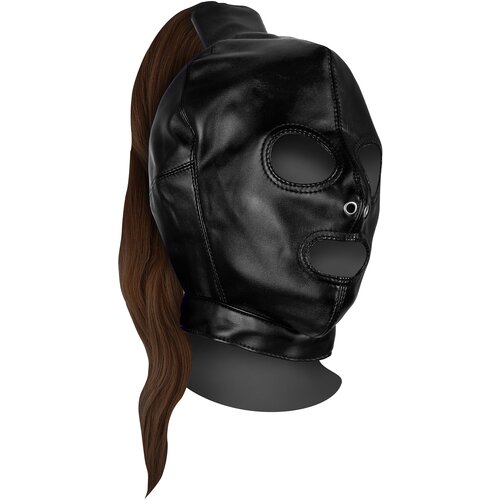 Ouch! Xtreme Mask with Brown Ponytail Black Slike