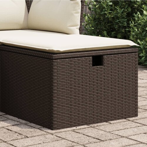 vidaXL Vrtni stolček z blazino rjav 55x55x37 cm poli ratan Cene