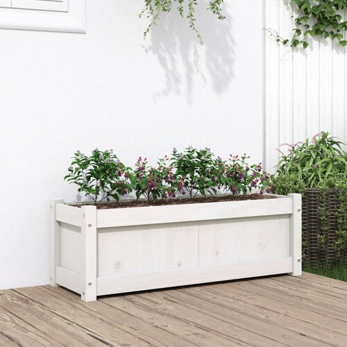VidaXL Vrtno cvetlično korito belo 90x31x31 cm trdna borovina Slike