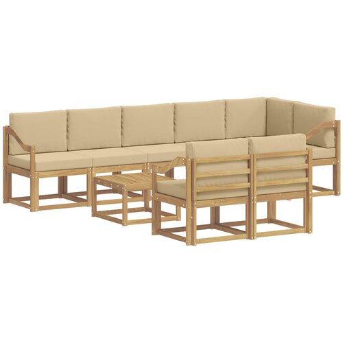 vidaXL Zunanja garnitura za sedenje 9 pcs Bela in bež Poliester, (5000269933) Cene