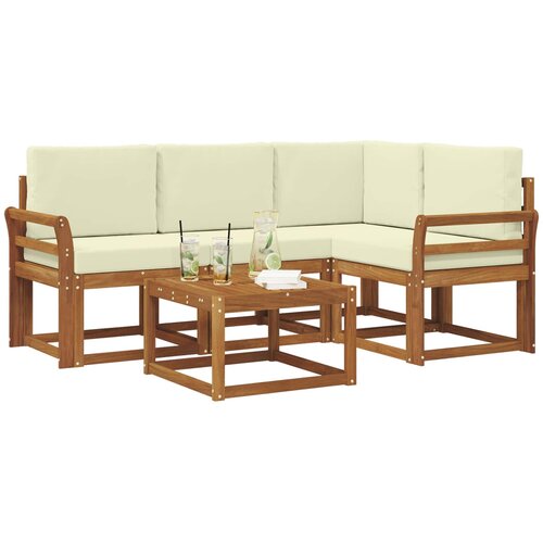  Set vanjskih sofa 5 kom. Prirodna i krem Slike