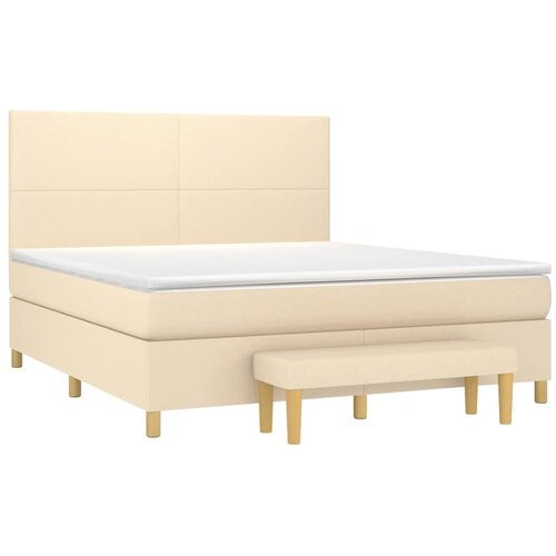  Krevet s oprugama i madracem krem 160x200 cm od tkanine Slike